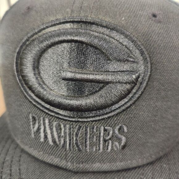 New Era Green Bay Packers 59fifty Fitted 6 7/8" Hat Cap Black NFL Midnight Wool - Picture 3 of 11